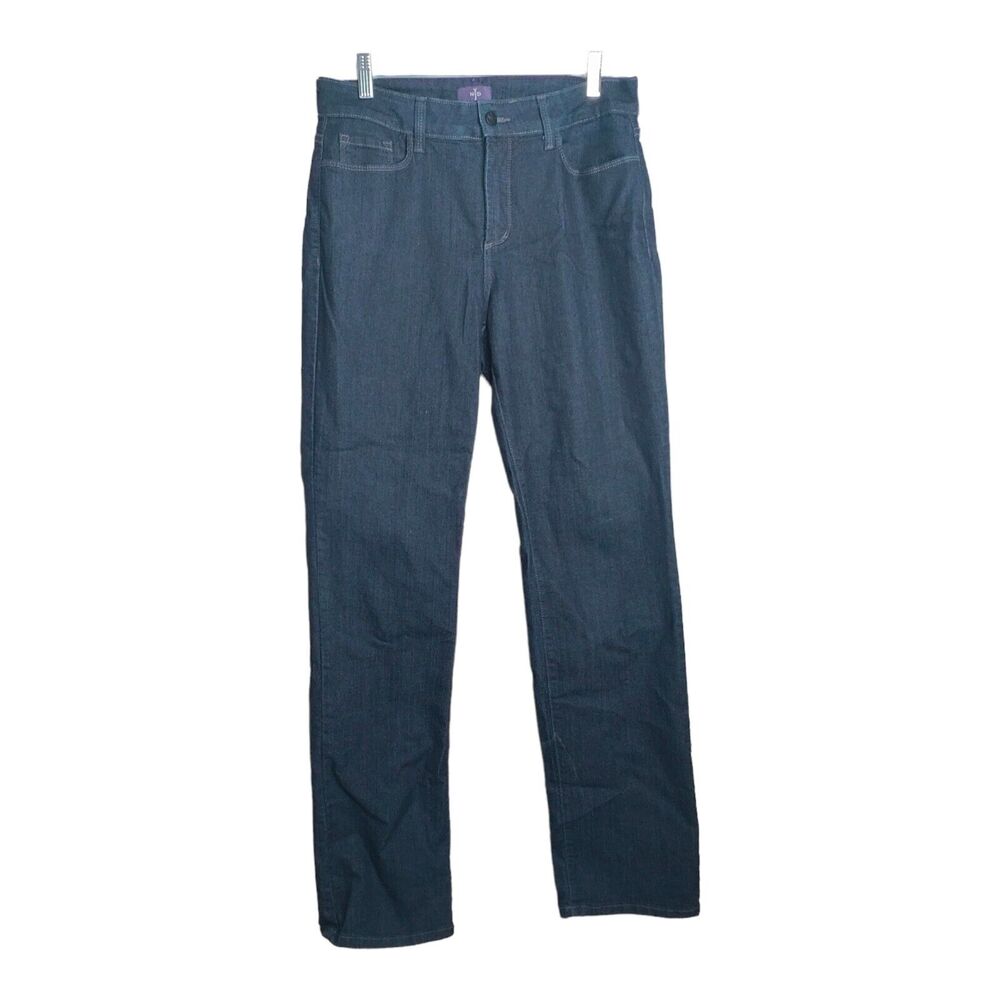 NYDJ Womens Size 10 Straight Leg Lift Tuck Dark Wash Bejeweled Back Pockets‎